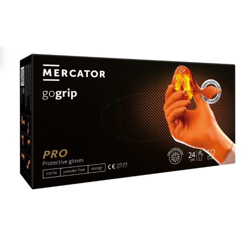 Mercator GoGrip Nitril PRO védőkesztyű XL méret 50db Orange/Narancs erősített