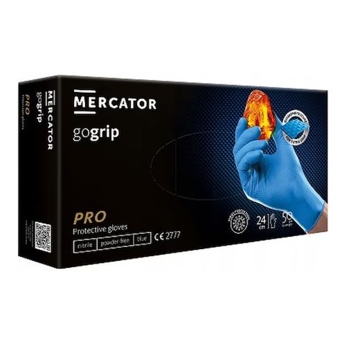 Mercator GoGrip Nitril PRO védőkesztyű S méret 50db Blue/Kék, erősített