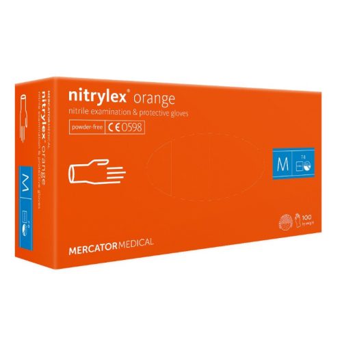 Nitrylex ORANGE púdermentes nitril kesztyű 100db M-méret