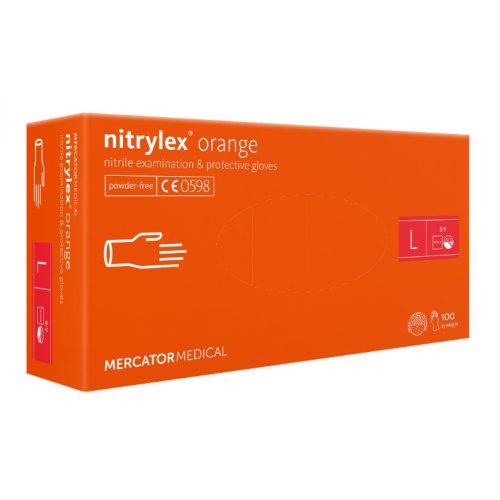 Nitrylex ORANGE púdermentes nitril kesztyű 100db L-méret